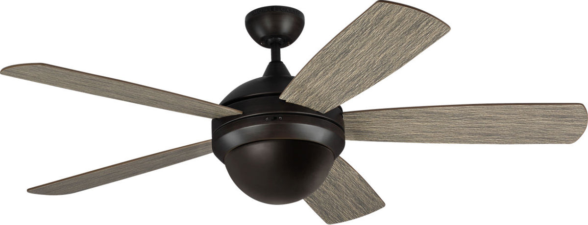 Generation Lighting Discus Smart 52 inch Aged Pewter LED ceiling fan with light grey weathered oak blades