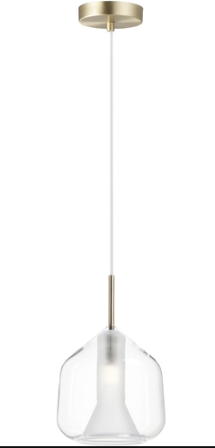 ET2 Contemporary Lighting E10044-18SBR Deuce 6.75" LED Pendant, Color Temperature 3000K, 380 Lumens, Voltage 120V, Satin Brass Finish
