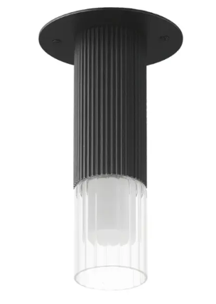 ET2 Contemporary Lighting E11014-144BK Reeds LED Flush Mount, 320 Lumens, Color Temperature 3000K, Voltage 120-277V, Clear Ribbed Glass, Black Finish