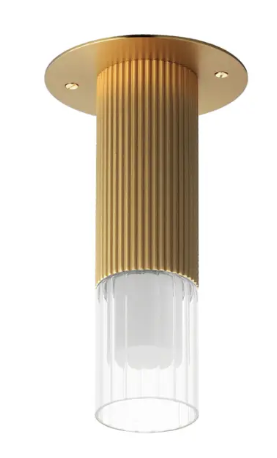 ET2 Contemporary Lighting E11014-144GLD Reeds LED Flush Mount, 320 Lumens, Color Temperature 3000K, Voltage 120-277V, Clear Ribbed Glass, Gold Finish