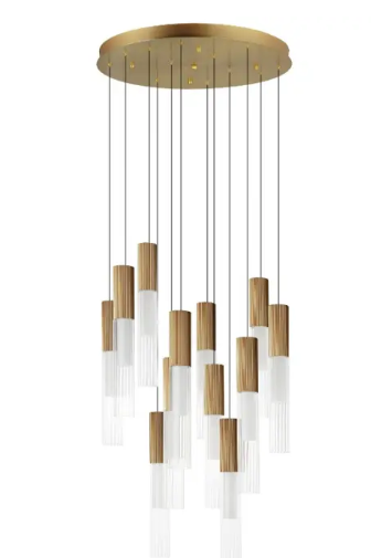 ET2 Contemporary Lighting E11019-144GLD Reeds Multi-Light LED Pendant, Color Temperature 3000K, 2,880 Lumens, Voltage 120V, Gold Finish
