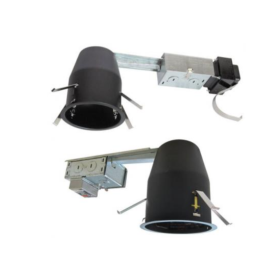 Elco Lighting E1499LDRICEA 4" remodel housing with a magnetic or electronic transformer. Uses a G5.3 Bi-Pin socket for use with Bi-Pin LED MR16 lamps.
