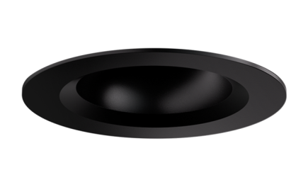 Elco Lighting E1AK02FSDBB 1" Round Recessed Architectural Oak™ Downlight, Color Temperature SunsetK, Lumens 850 lm , Beam Angle 38° All Black