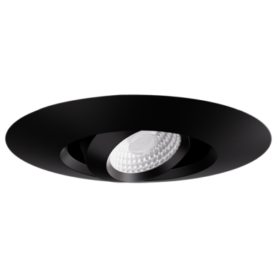 Elco Lighting E1L32WF27B 1" Round Recessed Adjustable Oak™ Gimbal, CCT 2700K, 625 lm, Beam Angle 50 Degree, All Black Finish