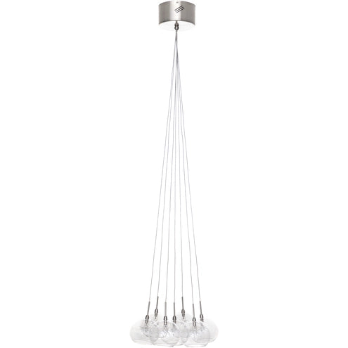 ET2 Contemporary Lighting E20114-24 Starburst 7 Light 12 inch Satin Nickel Multi-Light Pendant Ceiling Light, 2900K