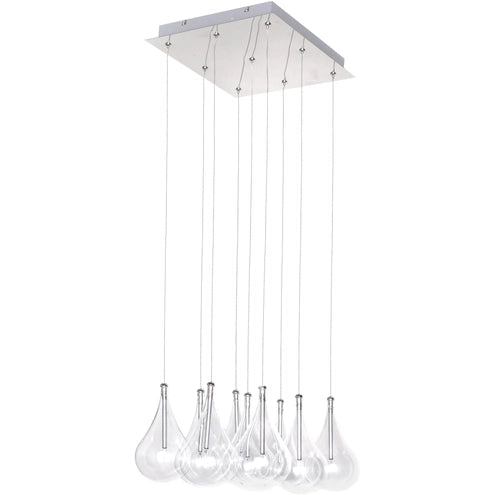 ET2 Contemporary Lighting E20116-18 Larmes 9 Light 14 inch Polished Chrome Multi-Light Pendant Ceiling Light
