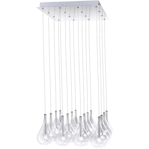 ET2 Contemporary Lighting E20117-18 Larmes 16 Light 19 inch Polished Chrome Multi-Light Pendant Ceiling Light