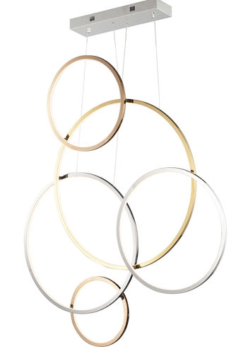 ET2 Contemporary Lighting E20375-MPLT Union LED 4.75 inch Multi-Plated Multi-Light Pendant Ceiling Light, Lumens 4550lm, Color Temperature 3000K