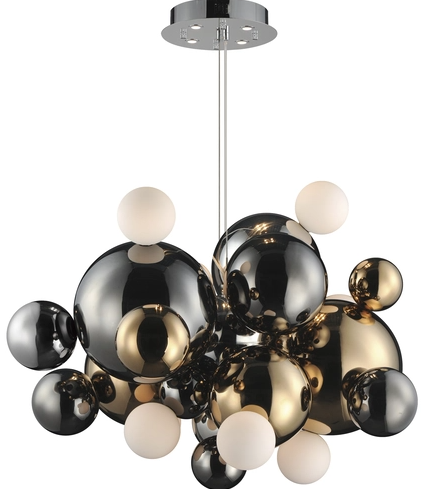 ET2 Contemporary Lighting E20497-MPLT Stormy LED 28.75 inch Multi-Plated 12 Multi-Light Pendant Ceiling Light,