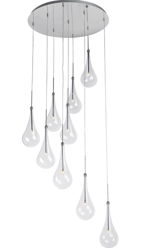 ET2 Contemporary Lighting E20515-18PC Larmes LED 22.75 inch Single Pendant Round Ceiling Light, Polished Chrome Finish
