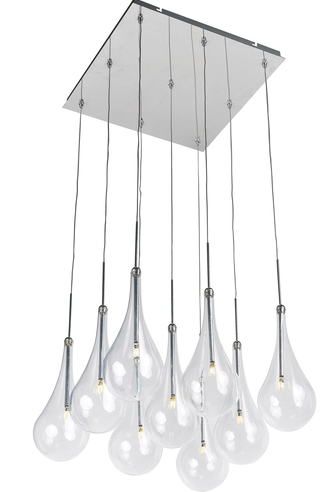 ET2 Contemporary Lighting E20516-18PC Larmes LED 22.75 inch Single Pendant Square Ceiling Light, Polished Chrome Finish