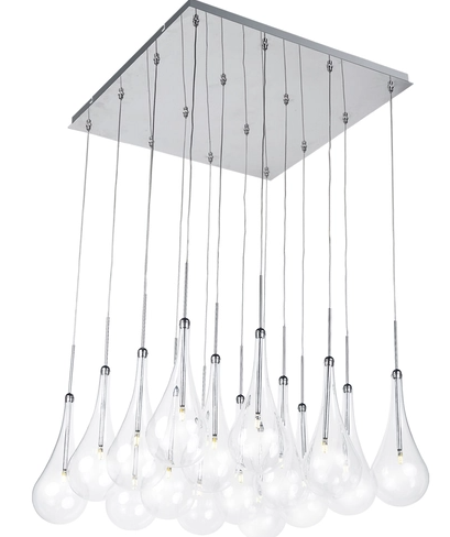 ET2 Contemporary Lighting E20517-18PC Larmes LED 24.5 inch Single Pendant Square Ceiling Light, Polished Chrome Finish