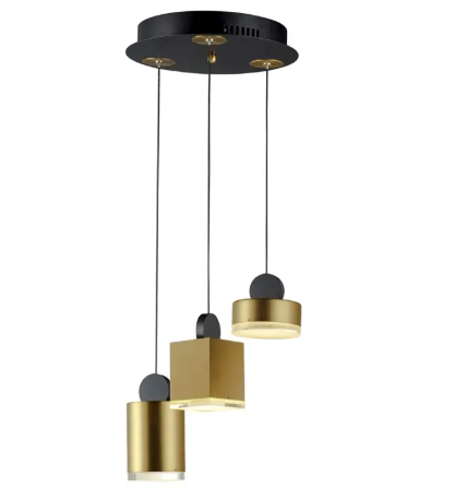 ET2 Contemporary Lighting E20863-75BKGLD Nob 3-Light LED Pendant, Color Temperature 3000K, 1,200 Lumens, Voltage 120V, Black / Gold Finish