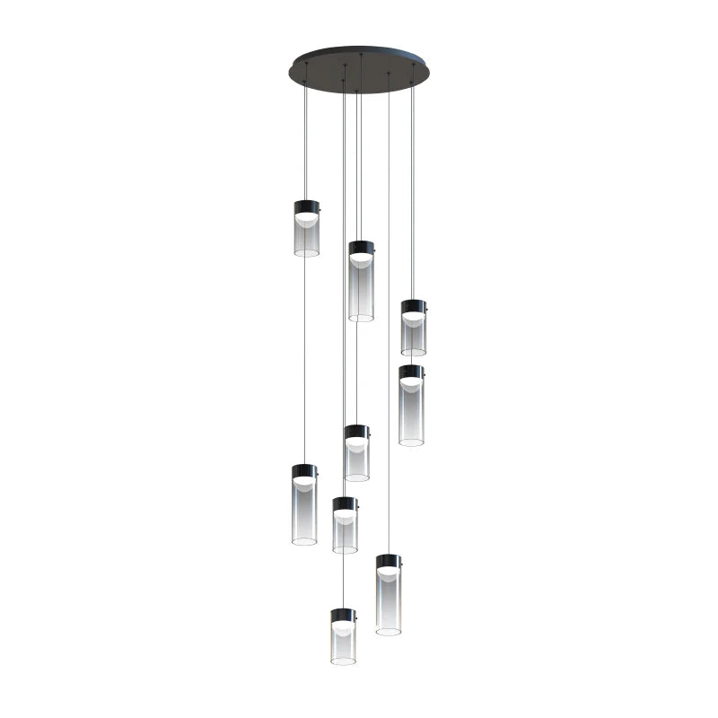 ET2 Contemporary Lighting E21189-142GM 23" 9-Light Highball Integrated LED Pendant - Finish: Graduating Smoke