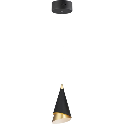 ET2 Contemporary Lighting E21441-BKMG Mermaid LED 4.75 inch Black and Metallic Gold Mini Pendant Ceiling Light