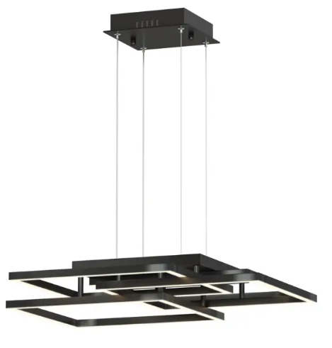 ET2 Contemporary Lighting E21516-BK Traverse LED Square Pendant, Color Temperature 3000K, 5,500 Lumens, Voltage 120V, Black Finish