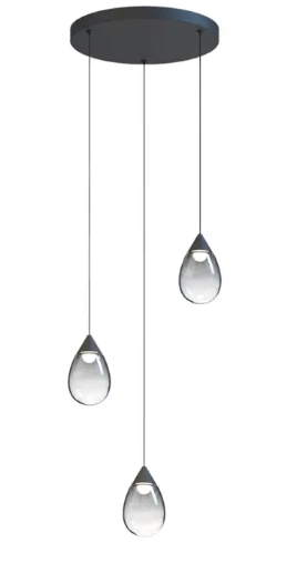 ET2 Contemporary Lighting E21563-18PC Dewdrop 3-Light LED Pendant, Color Temperature 3000K, Voltage 120-277V, Polished Chrome Finish