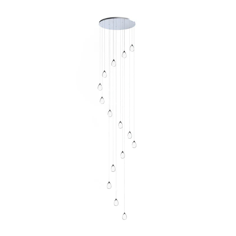 ET2 Contemporary Lighting E21569-18PC 34" Dewdrop leaner pendent ceiling light - Finish: Polished Chrome