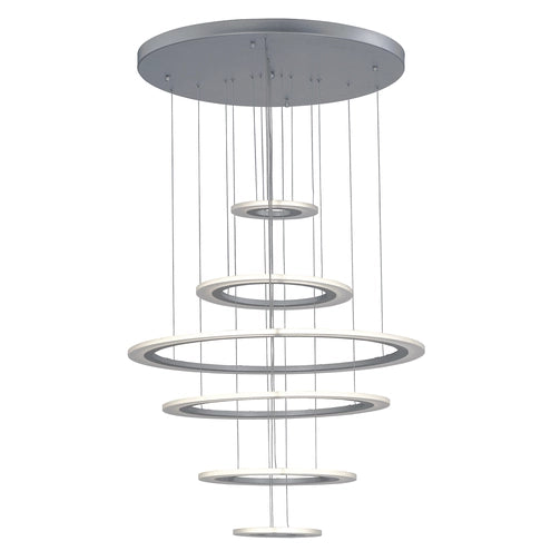 ET2 Contemporary Lighting E22664-11MS Saturn II LED LED 30 inch Matte Silver Multi-Light Pendant Ceiling Light