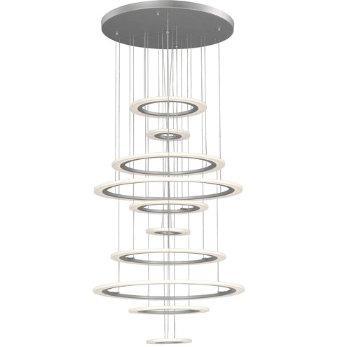 ET2 Contemporary Lighting E22665-11MS Saturn II LED LED 30 inch Matte Silver Multi-Light Pendant Ceiling Light