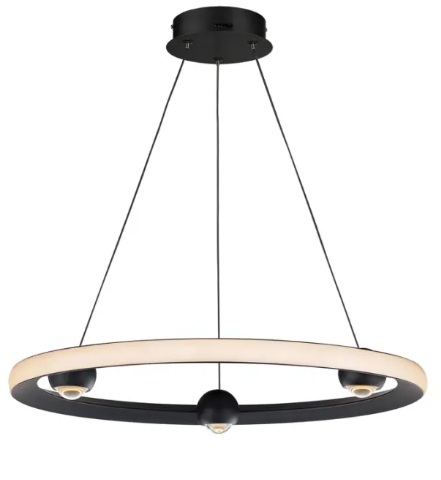 ET2 Contemporary Lighting E23512-BK Nodes 24" LED Pendant, Multi-Color Temperature, 2,450 Lumens, Voltage 120-277V, Black Finish