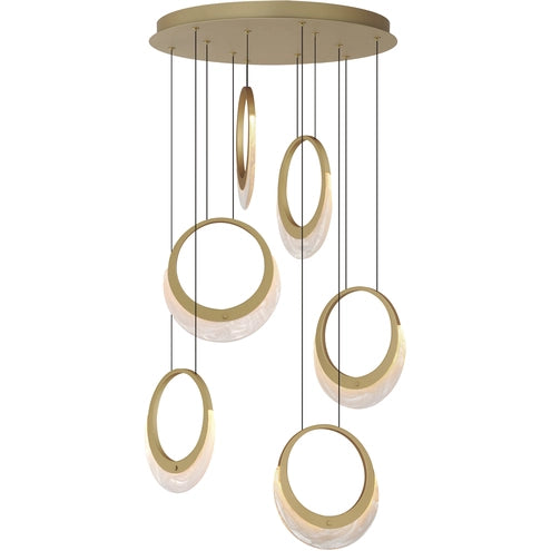 ET2 Contemporary Lighting E23916-112GLD Lyra LED 20.25 inch Gold Multi-Light Pendant Ceiling Light CCT 3000K, 120-277V