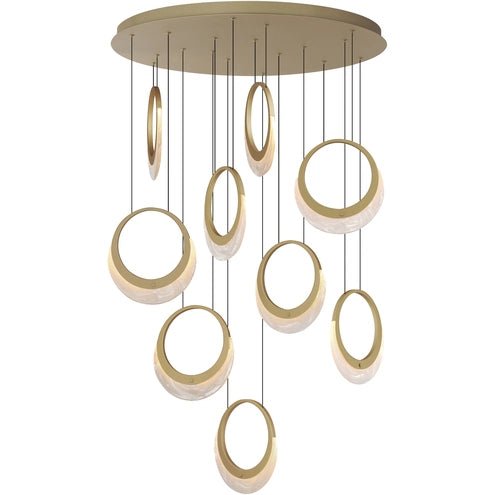 ET2 Contemporary Lighting E23918-112GLD Lyra LED 28.5 inch Gold Multi-Light Pendant Ceiling Light CCT 3000K, 120-277V