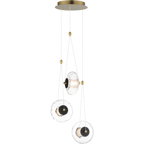 ET2 Contemporary Lighting E24033-24BKNAB Amulet LED 17.5 inch Black and Natural Aged Brass Multi-Light Pendant Ceiling Light