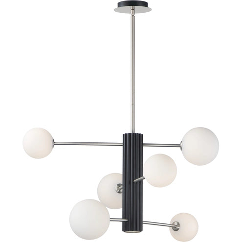 ET2 Contemporary Lighting E24064-92BKSN Cog LED 30 inch Black and Satin Nickel Multi-Light Pendant Ceiling Light