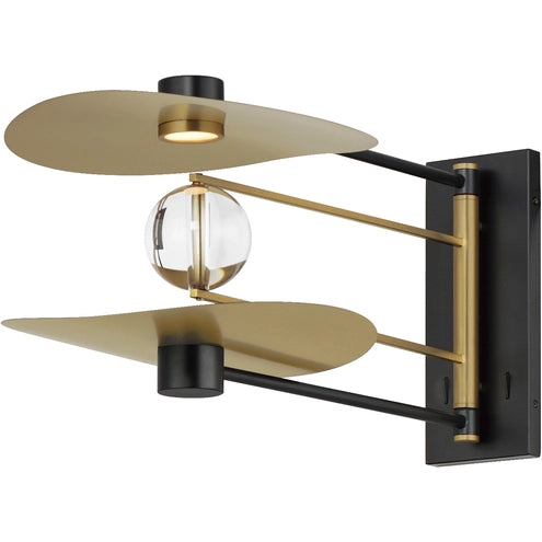 ET2 Contemporary Lighting E24072-BKNAB Pearl LED 11.75 inch Black and Natural Aged Brass Wall Sconce Wall Light