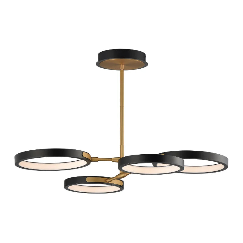 ET2 Contemporary Lighting E24322-BKGLD 33" Hoopla Led Multi-Light Pendant Ceiling Light - Finish: Black and Gold