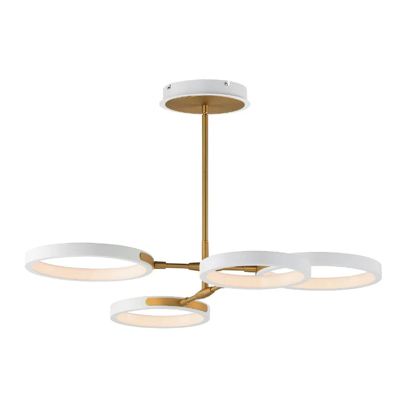 ET2 Contemporary Lighting E24322-WTGLD 33" Hoopla Led Multi-Light Pendant Ceiling Light - Finish: White and Gold