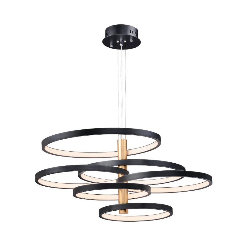 ET2 Contemporary Lighting E24327-BKGLD 45" Hoopla Led Multi-Light Pendant Ceiling Light - Finish: Black and Gold