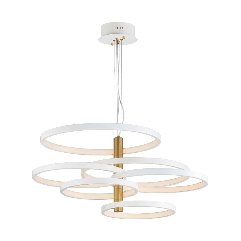 ET2 Contemporary Lighting E24327-WTGLD 45" Hoopla Led Multi-Light Pendant Ceiling Light - Finish: White and Gold