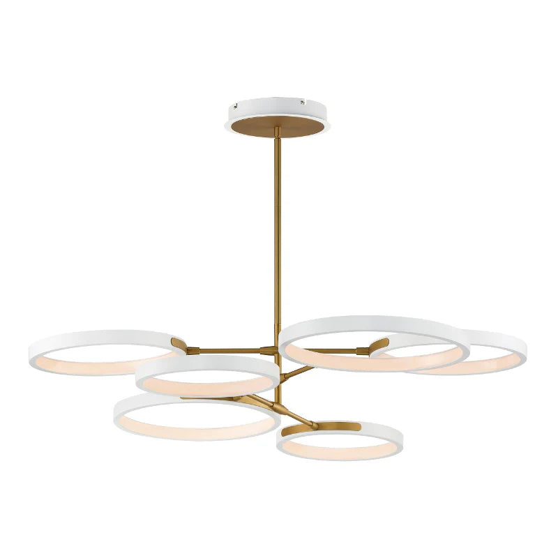 ET2 Contemporary Lighting E24328-WTGLD 47" Hoopla LED Single Pendant Ceiling Light - Finish: White And Gold