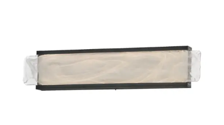 ET2 Contemporary Lighting E24432-112BK Celine 24" LED Bath Vanity, 920 Lumens, Multi-Color Temperature, Voltage 120-277V, Black- White Spiral Glass