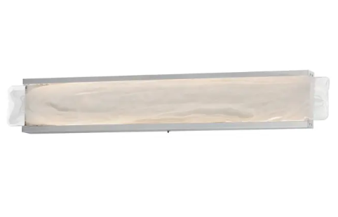 ET2 Contemporary Lighting E24433-112SN Celine 32" LED Bath Vanity, 1,327 Lumens, Multi-Color Temperature, Voltage 120-277V, Satin Nickel / White Spiral Glass