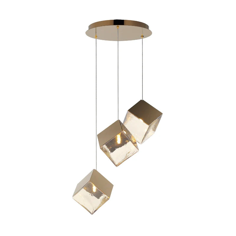 ET2 Contemporary Lighting E24683-26FG 19" Ice Cube LED Multi Pendant Ceiling Light- Finish: French Gold