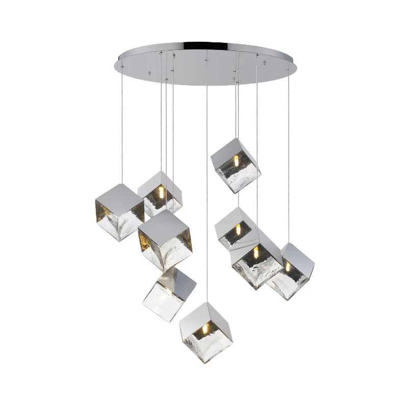 ET2 Contemporary Lighting E24689-28PC 34" Ice Cube LED Multi Pendant Ceiling Light- Finish: Polished Chrome