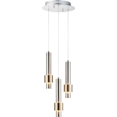 ET2 Contemporary Lighting E24753-SNSBR Reveal LED 11 inch Satin Nickel and Satin Brass Multi-Light Pendant Ceiling Light