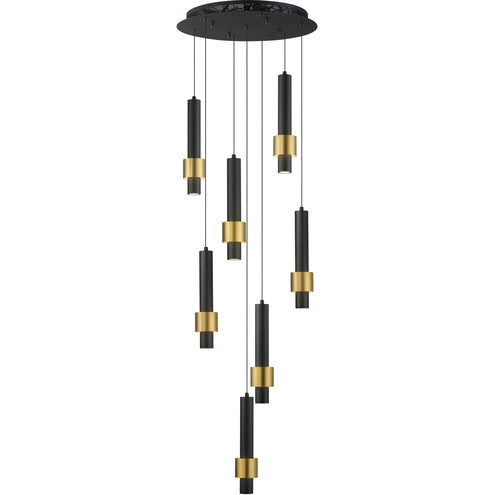 ET2 Contemporary Lighting E24757-BKGLD Reveal LED 18 inch Black and Gold Multi-Light Pendant Ceiling Light in Black/Gold