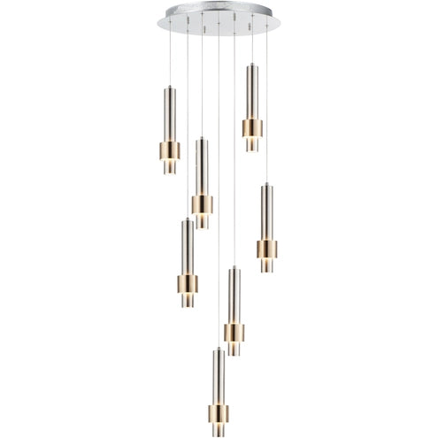 ET2 Contemporary Lighting E24757-SNSBR Reveal LED 18 inch Satin Nickel and Satin Brass Multi-Light Pendant Ceiling Light