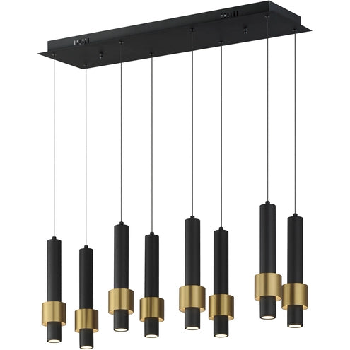 ET2 Contemporary Lighting E24758-BKGLD Reveal LED 32 inch Black and Gold Linear Pendant Ceiling Light in Black/Gold