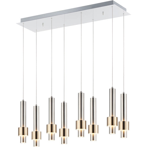 ET2 Contemporary Lighting E24758-SNSBR Reveal LED 10 inch Satin Nickel and Satin Brass Multi-Light Pendant Ceiling Light