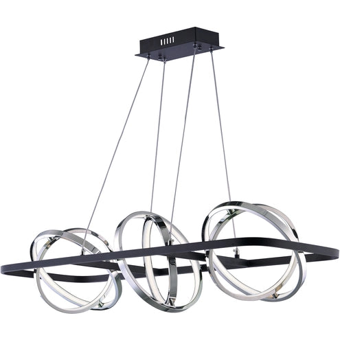ET2 Contemporary Lighting E24788-BKPC Gyro II LED 40.5 inch Black and Polished Chrome Linear Pendant Ceiling Light