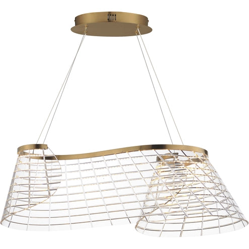 ET2 Contemporary Lighting E24814-82BCN Tartan LED 32 inch Brushed Champagne Linear Pendant Ceiling Light