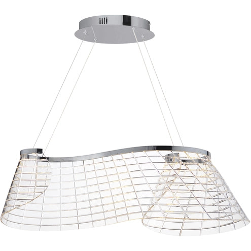 ET2 Contemporary Lighting E24814-82PC Tartan LED 32 inch Polished Chrome Linear Pendant Ceiling Light