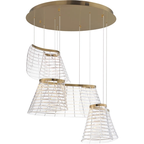 ET2 Contemporary Lighting E24816-82BCN Tartan LED 23.5 inch Brushed Champagne Multi-Light Pendant Ceiling Light