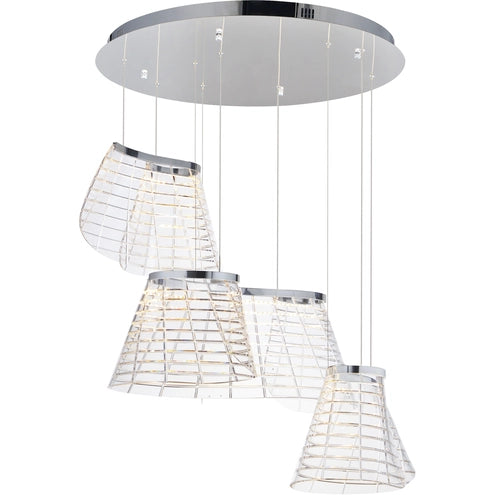 ET2 Contemporary Lighting E24816-82PC Tartan LED 23.5 inch Polished Chrome Multi-Light Pendant Ceiling Light