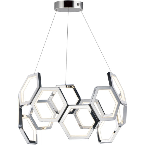 ET2 Contemporary Lighting E24893-PC Polygon LED 30 inch Polished Chrome Single Pendant Ceiling Light